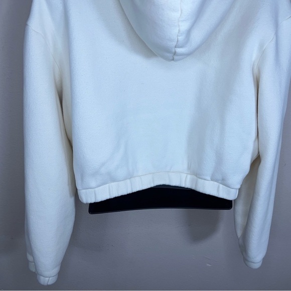 XS VANS IVORY WHITE CROPPED HOODIE CASUAL SOFT LOUNGE WOMENS - Picture 9 of 12